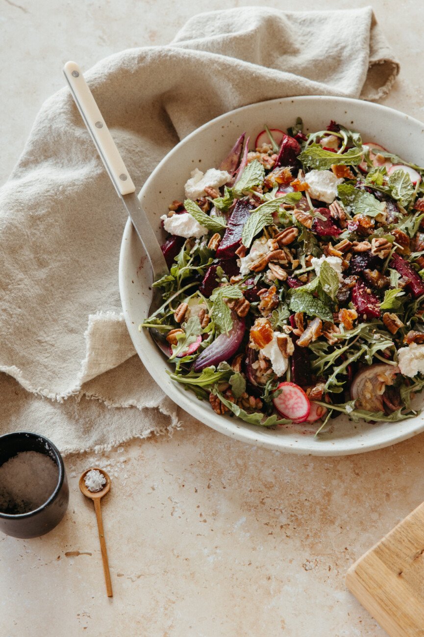 The Beet, Farro, & Goat Cheese Salad I Meal Prep on Sunday